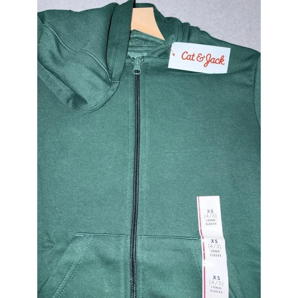 Cat & Jack Zip Up Hoodie - Dark Green - Kids XS (4/5)